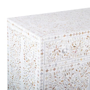 Mother of Pearl Inlay Buffet / Chest of Drawers - White Floral Scroll