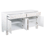 Mother of Pearl Inlay Buffet / Chest of Drawers - White Floral Scroll