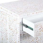 Mother of Pearl Inlay Buffet / Chest of Drawers - White Floral Scroll