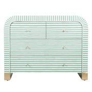 Bone Inlay 4 Drawer Chest of Drawers - Waterfall / Curved - Sage Green