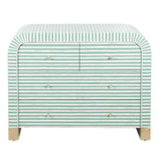 Bone Inlay 4 Drawer Chest of Drawers - Waterfall / Curved - Sage Green