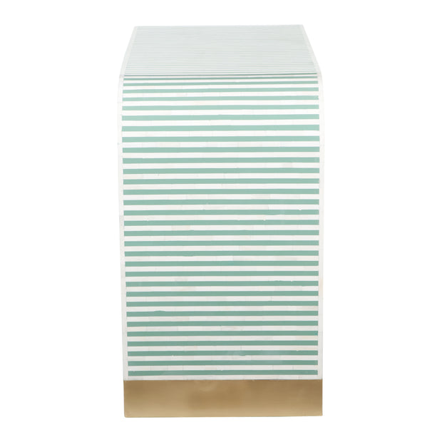 Bone Inlay 4 Drawer Chest of Drawers - Waterfall / Curved - Sage Green