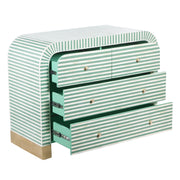 Bone Inlay 4 Drawer Chest of Drawers - Waterfall / Curved - Sage Green