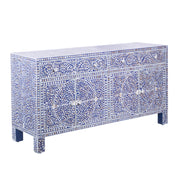 Mother of Pearl Inlay Buffet / Chest of Drawers - Indigo Blue Floral Scroll