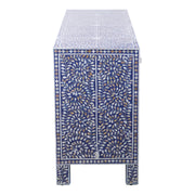 Mother of Pearl Inlay Buffet / Chest of Drawers - Indigo Blue Floral Scroll