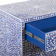 Mother of Pearl Inlay Buffet / Chest of Drawers - Indigo Blue Floral Scroll