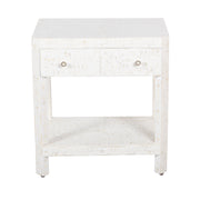 Bone Inlay Large 1 Drawer Bedside Table or Side Table with Shelf - White Floral