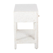 Bone Inlay Large 1 Drawer Bedside Table or Side Table with Shelf - White Floral