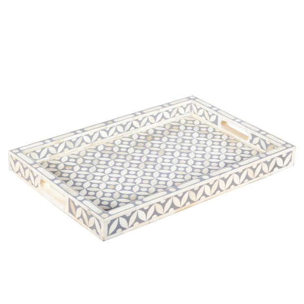 Bone Inlay Tray (Medium) - Grey Geometric