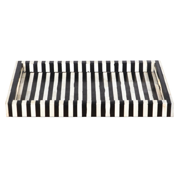Bone Inlay Tray (Medium) - Black & White Stripe