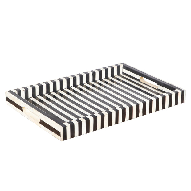 Bone Inlay Tray (Medium) - Black & White Stripe