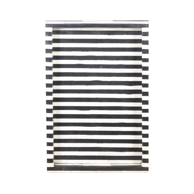 Bone Inlay Tray (Medium) - Black & White Stripe