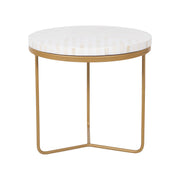 Bone Inlay Side Table - White Lines