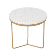 Bone Inlay Side Table - White Lines