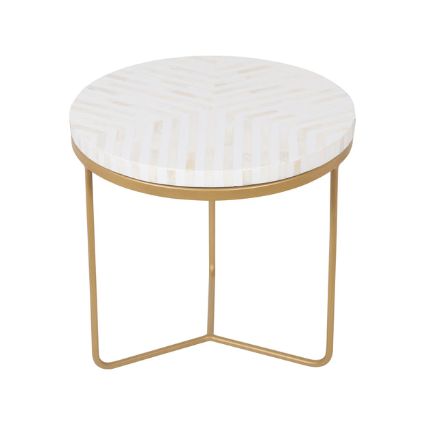 Bone Inlay Side Table - White Lines