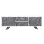Large Bone Inlay TV / Entertainment Sideboard - Black Fish Scale
