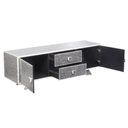 Large Bone Inlay TV / Entertainment Sideboard - Black Fish Scale