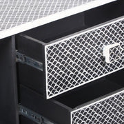 Large Bone Inlay TV / Entertainment Sideboard - Black Fish Scale
