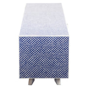 Large Bone Inlay TV / Entertainment Sideboard - Indigo Blue Fish Scale