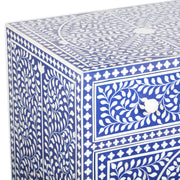 Bone Inlay Buffet Chest of Drawers - Indigo Blue Floral Scroll - Abacus and Hunt
