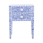 Bone Inlay Bedside, 2 Draw - Indigo Blue Floral