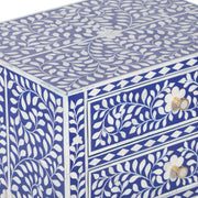 Bone Inlay Bedside, 2 Draw - Indigo Blue Floral