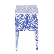 Bone Inlay Bedside, 2 Draw - Indigo Blue Floral