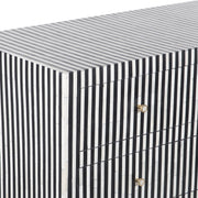 Bone Inlay 3 Drawer Chest of Drawers - Black Stripe / Lines