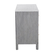 Bone Inlay 3 Drawer Chest of Drawers - Black Stripe / Lines