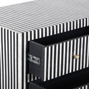 Bone Inlay 3 Drawer Chest of Drawers - Black Stripe / Lines