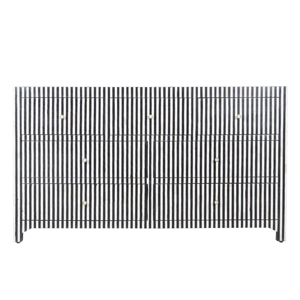 Bone Inlay 7 Drawer Chest of Drawers - Black Lines