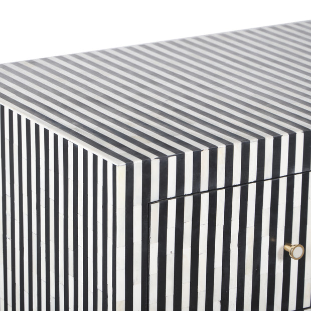Bone Inlay 7 Drawer Chest of Drawers - Black Lines