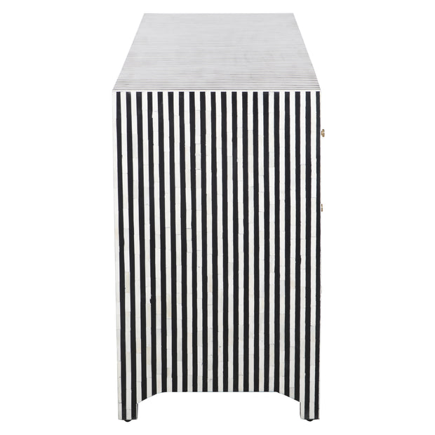 Bone Inlay 7 Drawer Chest of Drawers - Black Lines