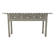 Bone Inlay 3 Drawer Hall Table or Side Table (160cm, Large) - Black Geometric