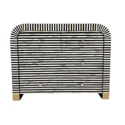 Bone Inlay 4 Drawer Chest of Drawers - Waterfall / Curved - Black Stripe