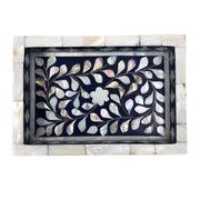 Mother of Pearl Inlay Tray (Small) - Navy Floral