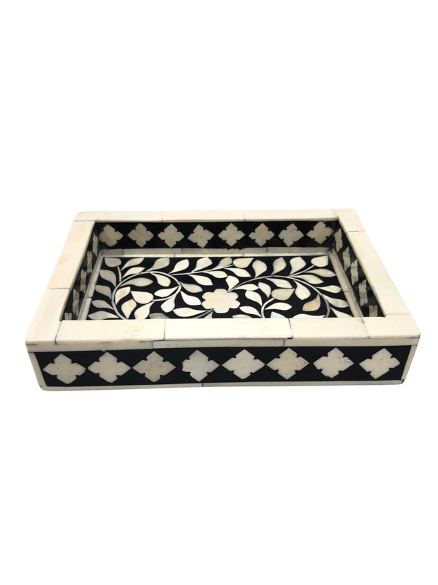 Bone Inlay Tray (Small) - Black Floral