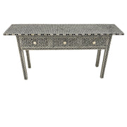 Bone Inlay 3 Drawer Hall Table or Side Table (160cm, Large) - Black Geometric