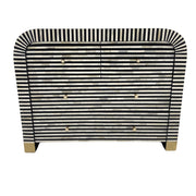 Bone Inlay 4 Drawer Chest of Drawers - Waterfall / Curved - Black Stripe