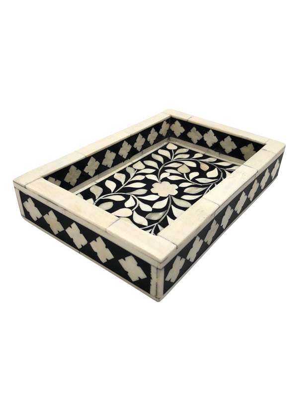 Bone Inlay Tray (Small) - Black Floral