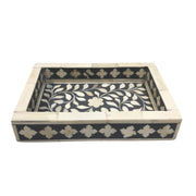 Bone Inlay Tray (Small) - Dark Grey Floral