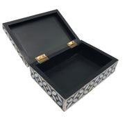 Mother of Pearl Inlay Box Small - Black Geometric