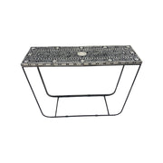 Bone Inlay Hall or Console Table - Black Floral