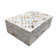 Mother of Pearl Inlay Box Small - White Geometric