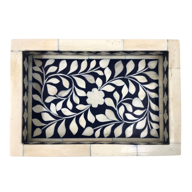 Bone Inlay Tray (Small) - Navy Blue Floral