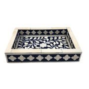 Bone Inlay Tray (Small) - Navy Blue Floral