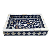 Mother of Pearl Inlay Tray (Small) - Navy Floral