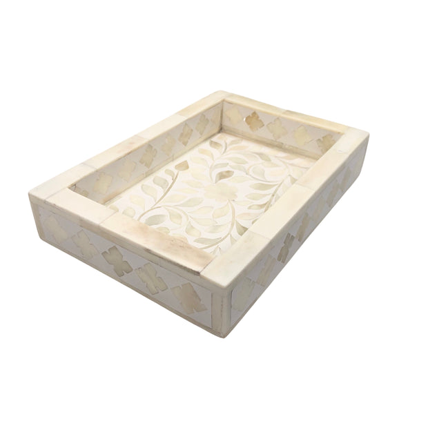 Bone Inlay Tray (Small) - White Floral