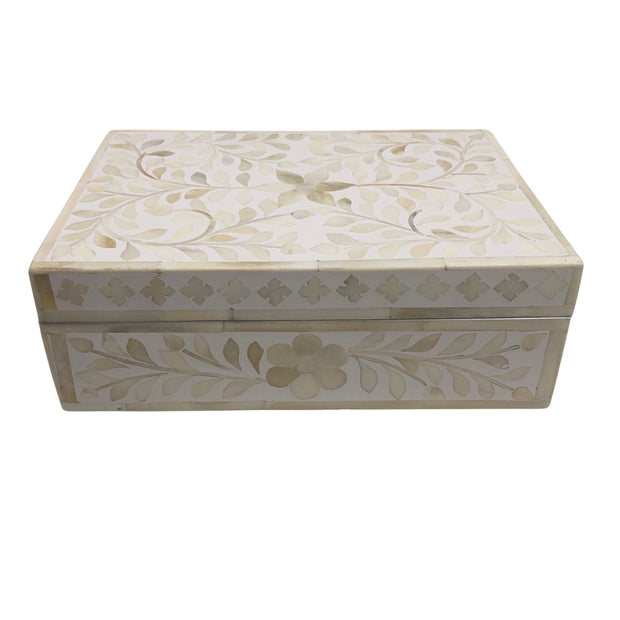 Bone Inlay Box Small - White Floral
