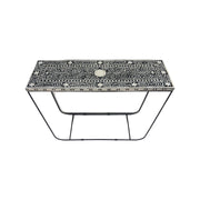 Bone Inlay Hall or Console Table - Black Floral